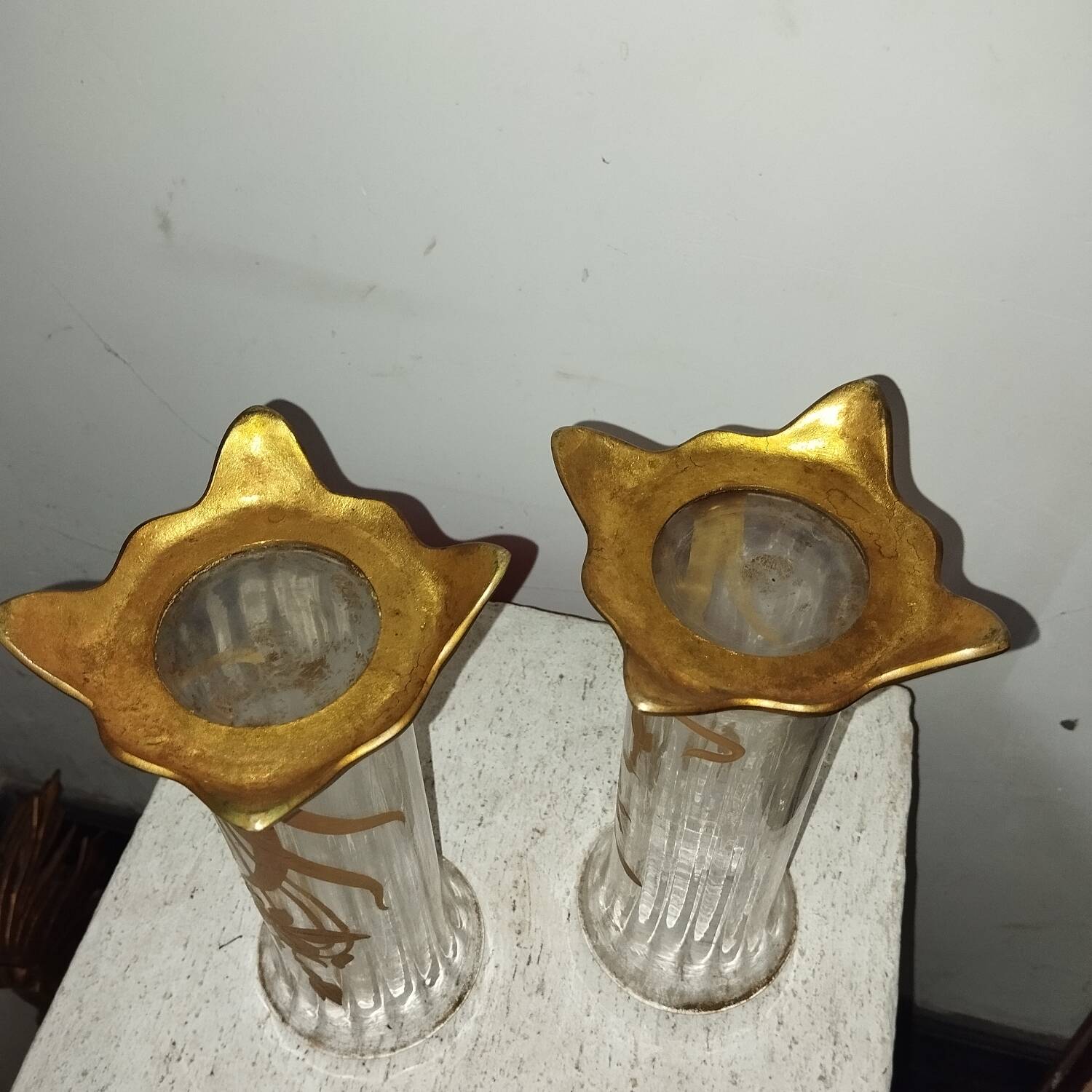 Paire de vases émaillés art-nouveau