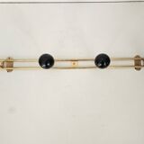 Vintage brass coat rack with black wooden ball (4 hooks)