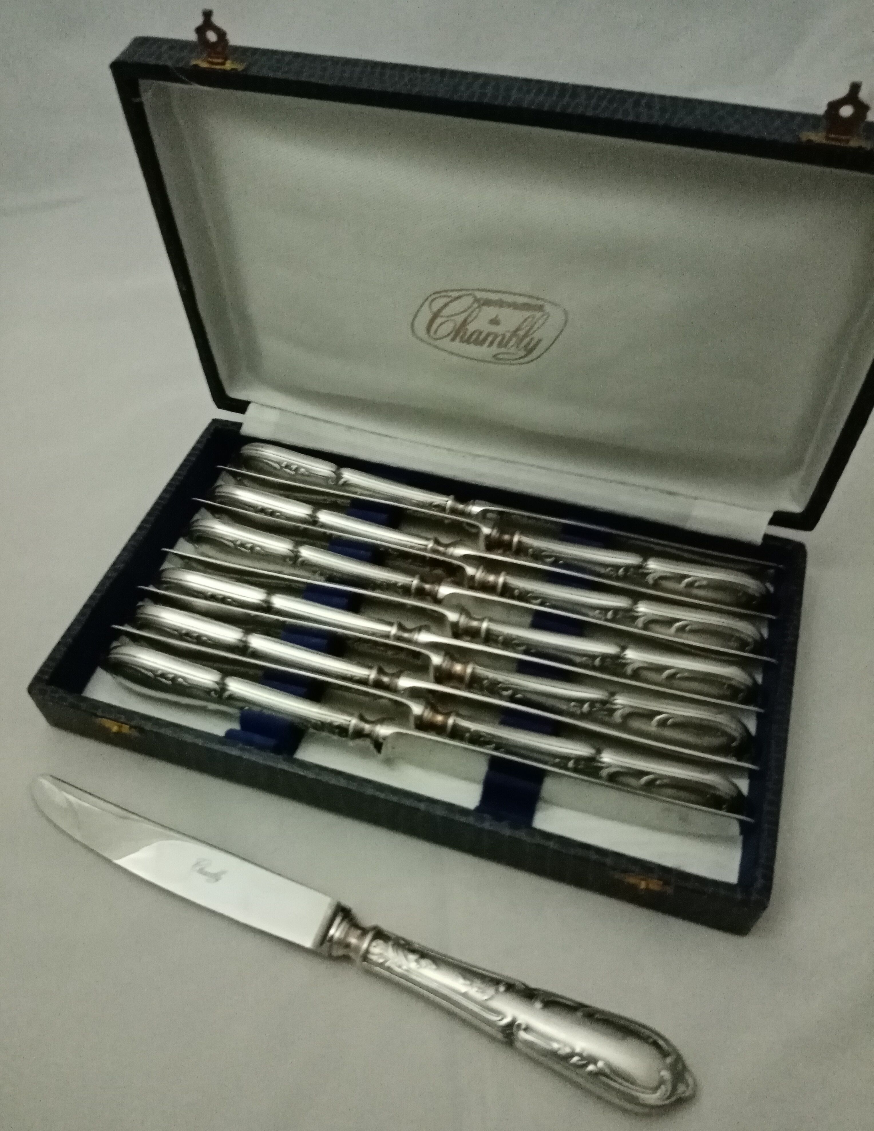 Housewife SFAM model Chambly rocker Louis XV silver metal wooden box