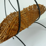 willow BASKET with black metal frame mid century 1950s fruit basket