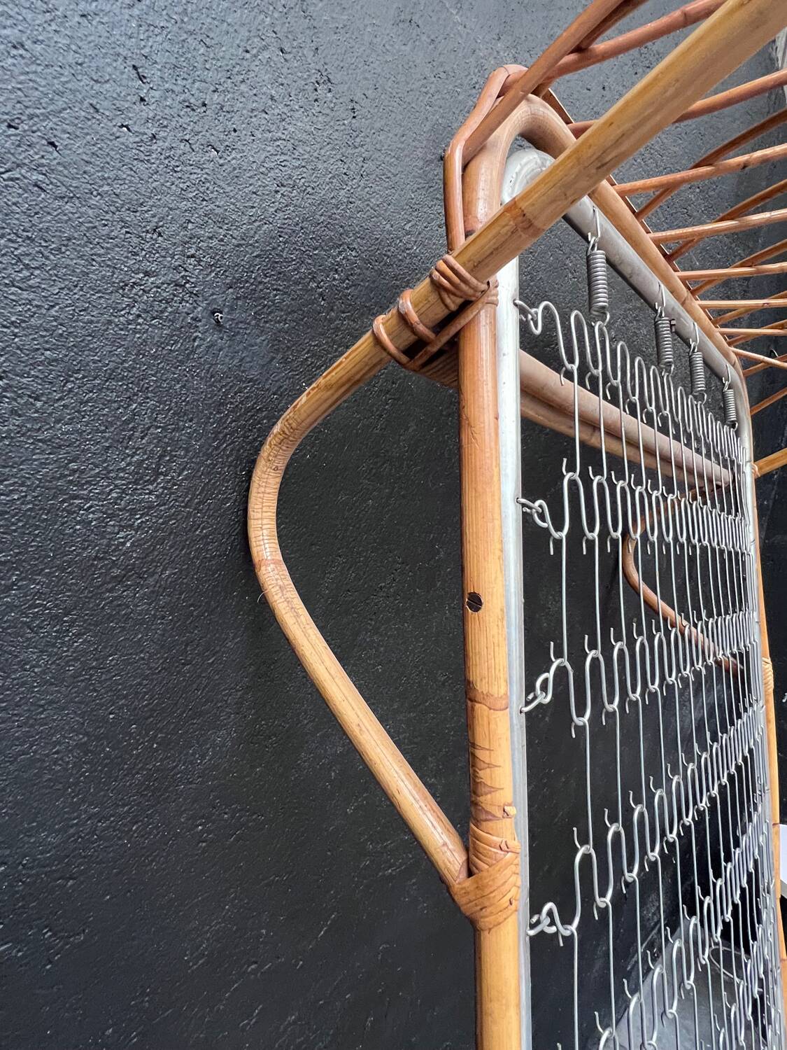 Vintage rattan basket bed