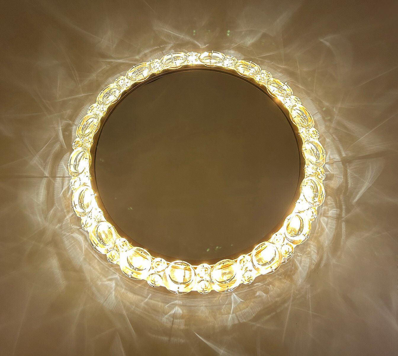 Vintage illuminated crystal brass mirror, 1960s