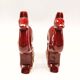 Lot of 2 Art Deco Ceramic Deer in Burgundy and Gold France