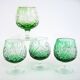 4 green cut crystal liqueur glasses - made in Germany - vintage 60s