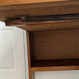 Wooden console table / vintage folding desk with mirror and small drawer