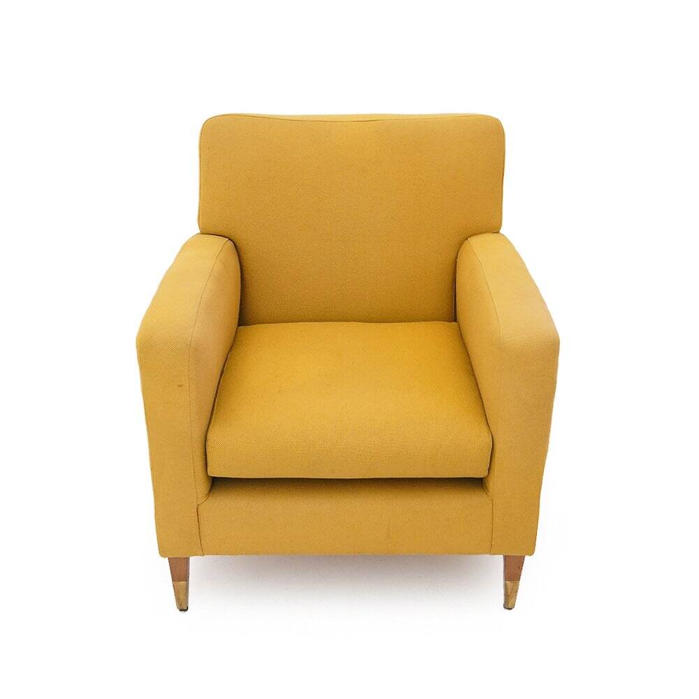 Yellow fabric armchairs, 1950s, set of 2