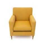 Yellow fabric armchairs, 1950s, set of 2