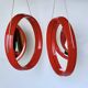 Pair of vintage round red plastic mirrors