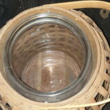 Rattan basket and glass