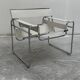 "Wassily" armchair by Marcel Breuer for Gavina in white leather.