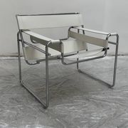"Wassily" armchair by Marcel Breuer for Gavina in white leather.