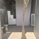 Indonesian construction element in carved wood with intertwined plant motifs mounted on a base (fri