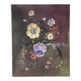 Acrylic painting on canvas, country decoration, bohemian flowers