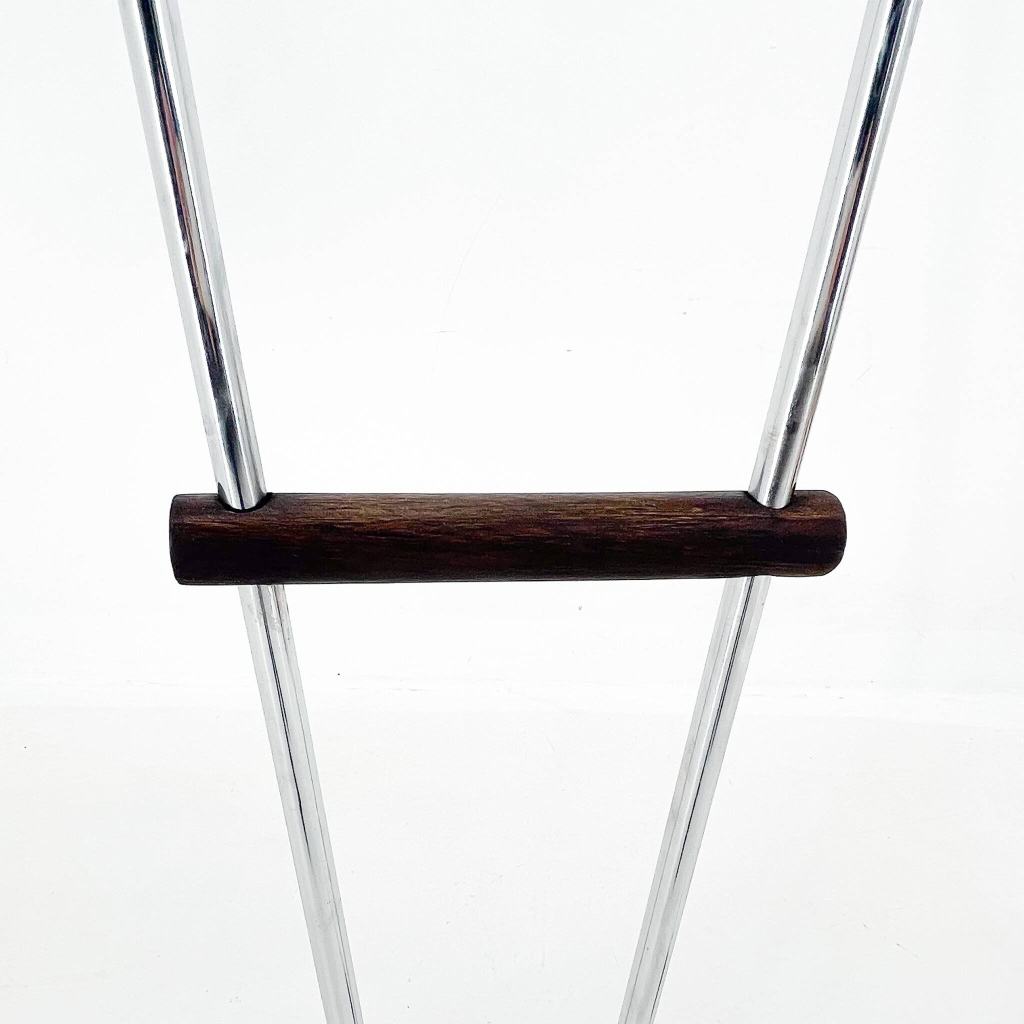 1970s chrome & wood floor lamp, restored , czechoslovakia