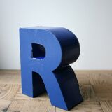 Lettre d'enseigne vintage bleue R
