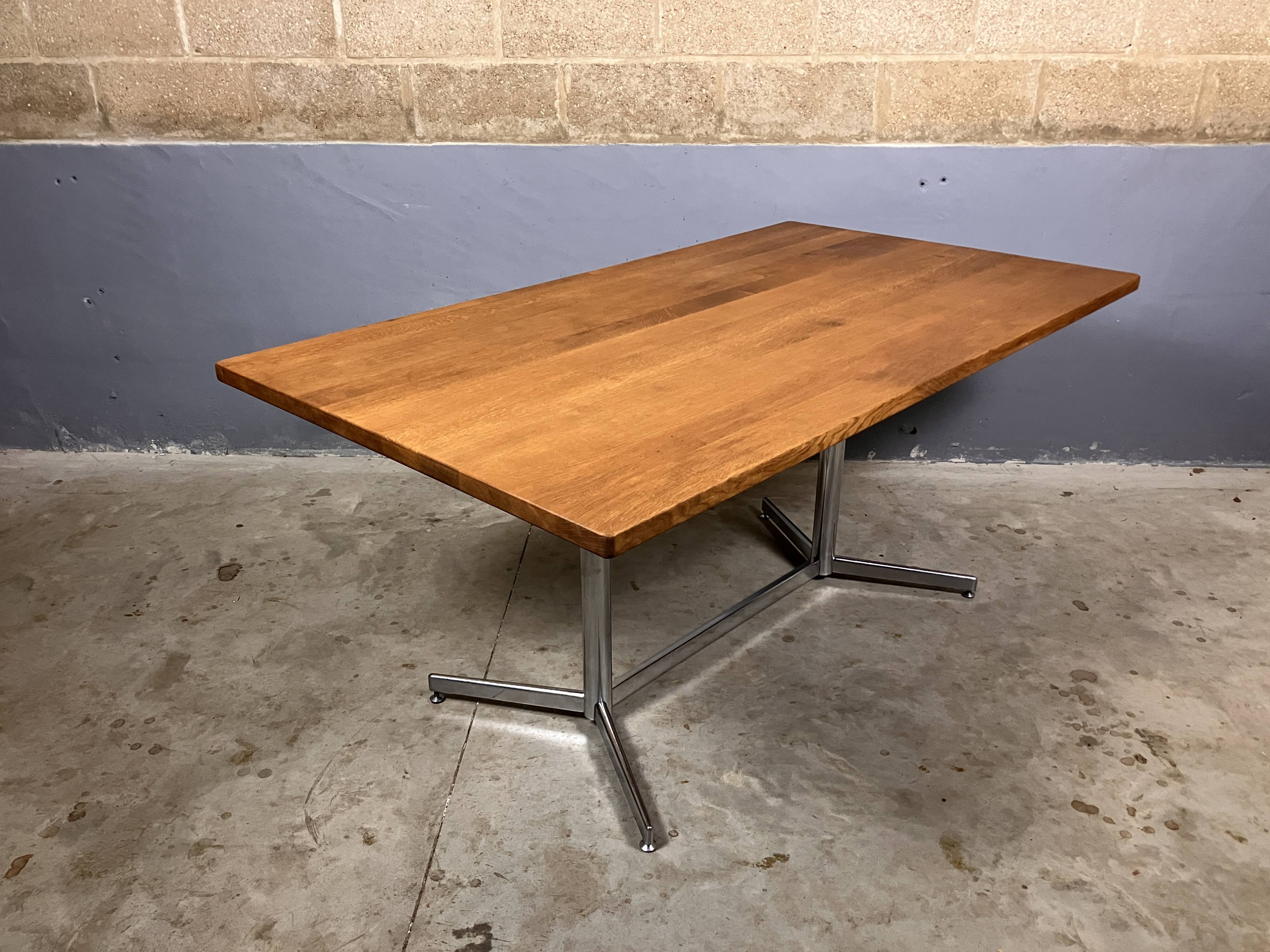 Vintage industrial table desk chrome oak