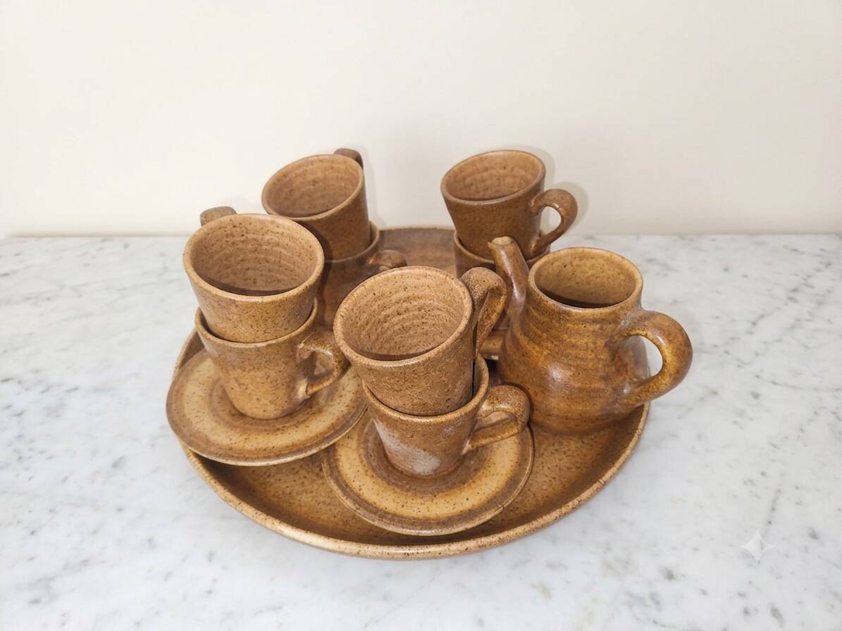 Vintage speckled glazed stoneware table service – 1970s