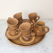 Vintage speckled glazed stoneware table service – 1970s