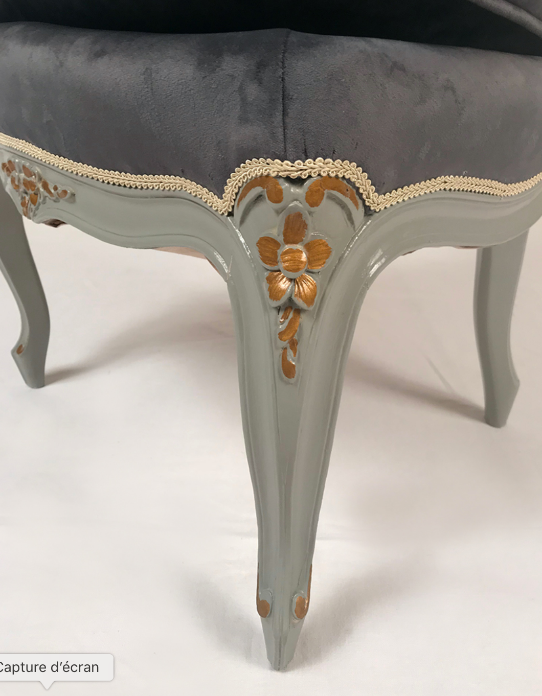 Louis XV style heater lacquered grey wood, rechampi gold