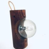 Brutalist wooden table or wall lamp attributed to Temde Leuchten, Switzerland, 1960s.