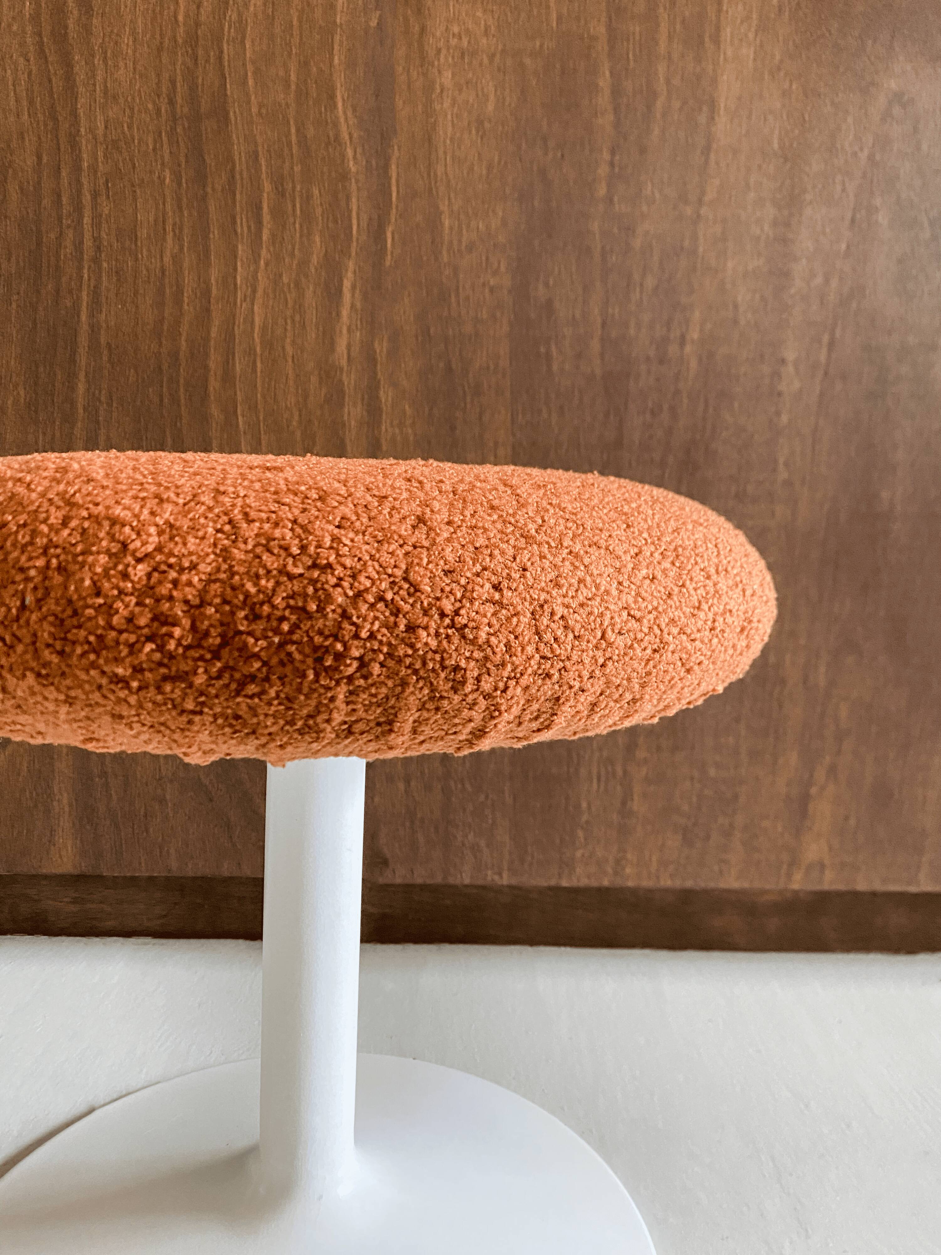 Vintage Spage Age stool with bouclette fabric seat