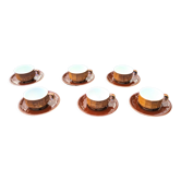 Set of 6 cups coffee cream bistro old porcelain Pillivuyt brown 15 cl