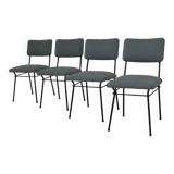 Set of 4 chairs from the 1950s in sky blue fabric