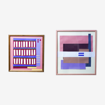 Two framed collages