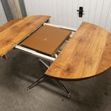 Dining table 1970 extendable formica feet cross atypical chrome