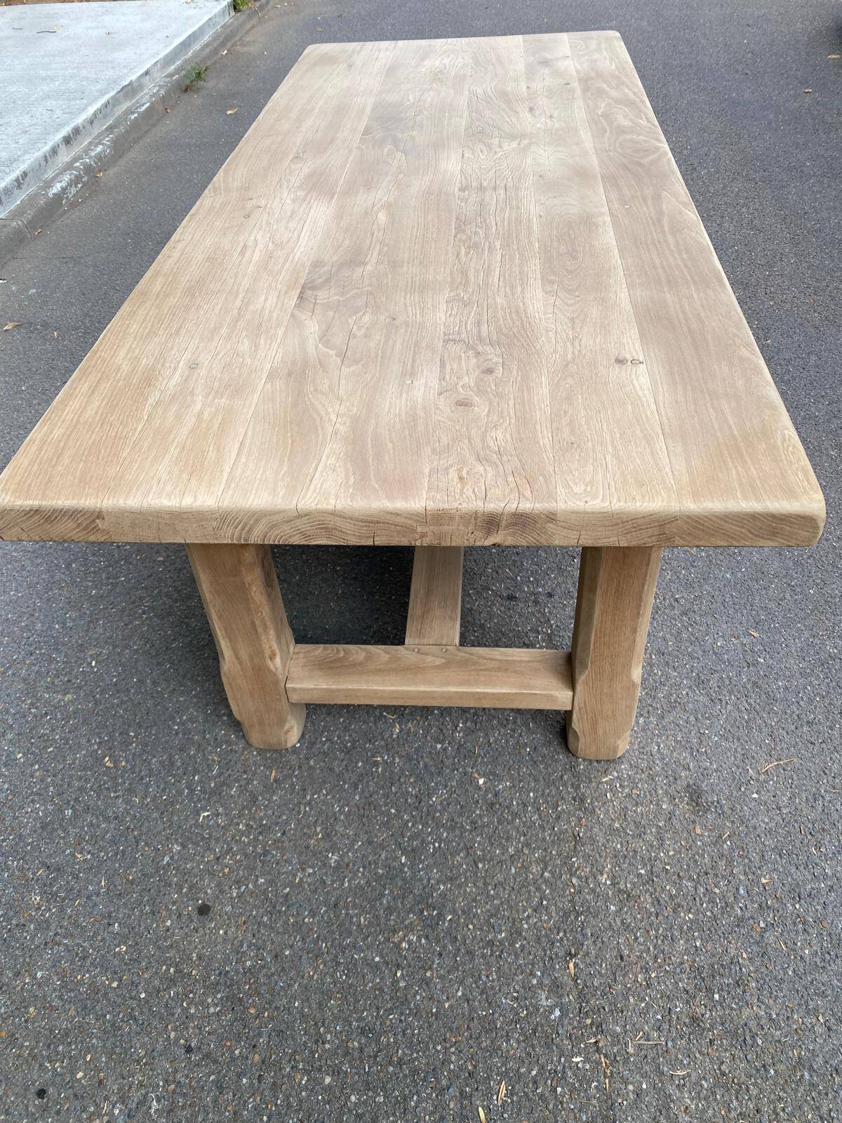 Farmhouse dining table stripped in solid raw oak 1930 - 216cm