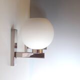 Pair of vintage wall lights - Chrome and glass - 1970s