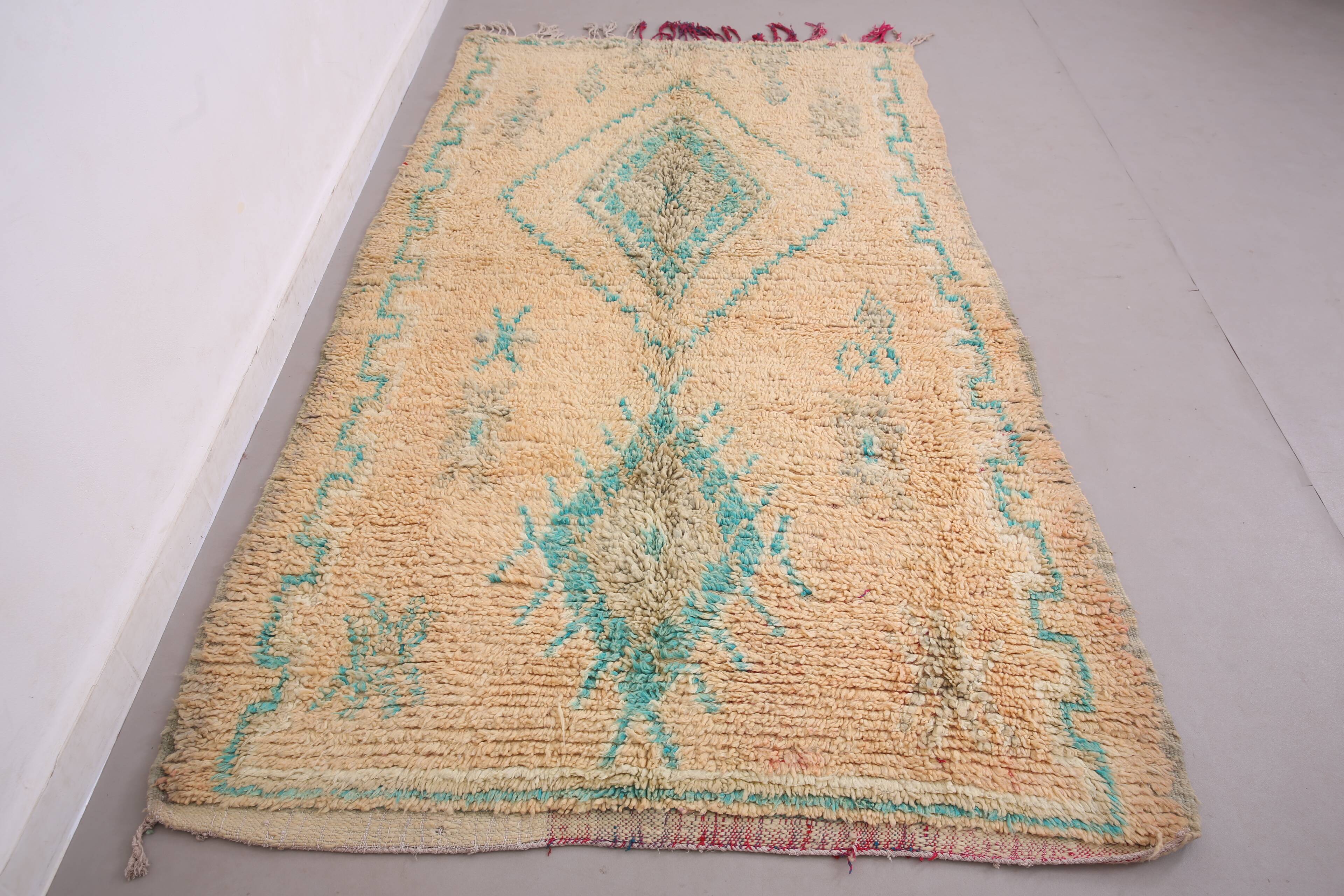 Peach & Turquoise vintage moroccan rug 143 x 249 cm - Berber Rug Handmade