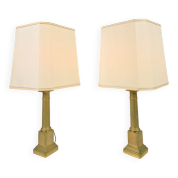 Lampes de table en laiton néoclassique Empire, France, 1960, ensemble de 2