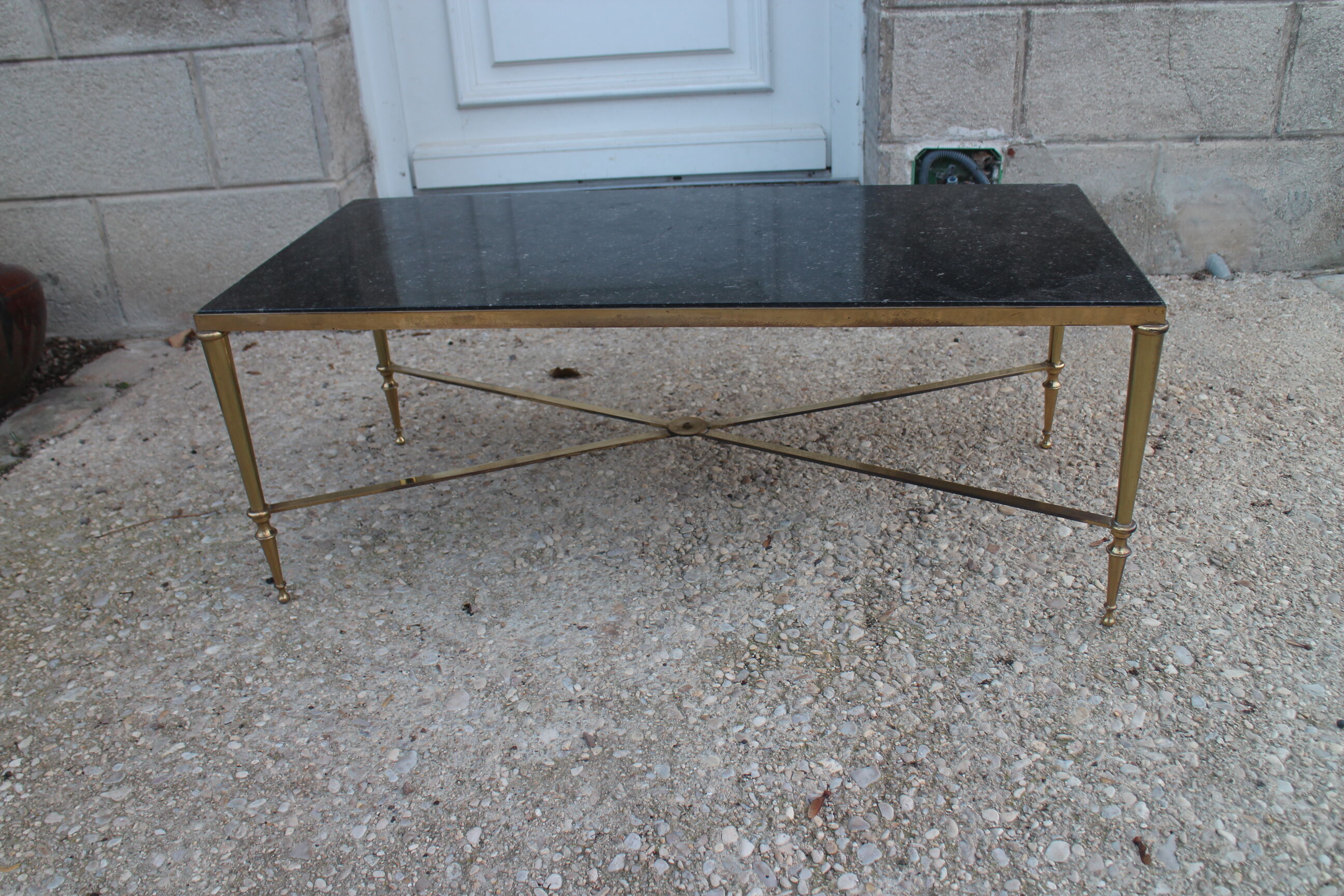 Brass and marble coffee table
