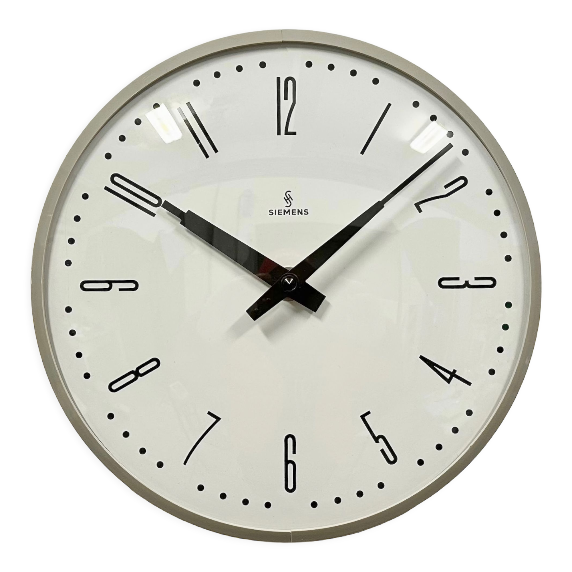 Grey Industrial Factory Wall Clock from Siemens, 1970s
