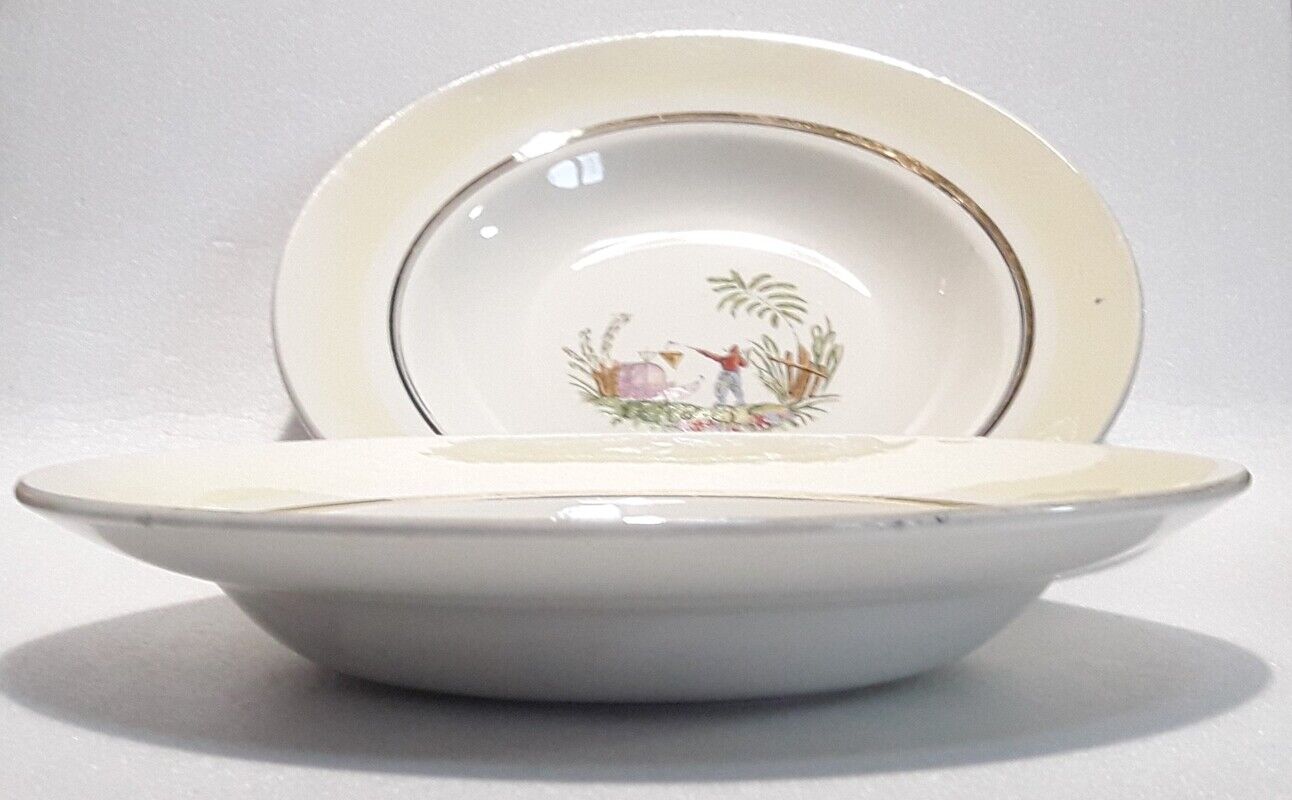 7 hollow plates Gien Japanese decoration France