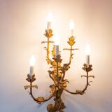 Large Italian gilded iron wall lamp 5 arms circa 1930