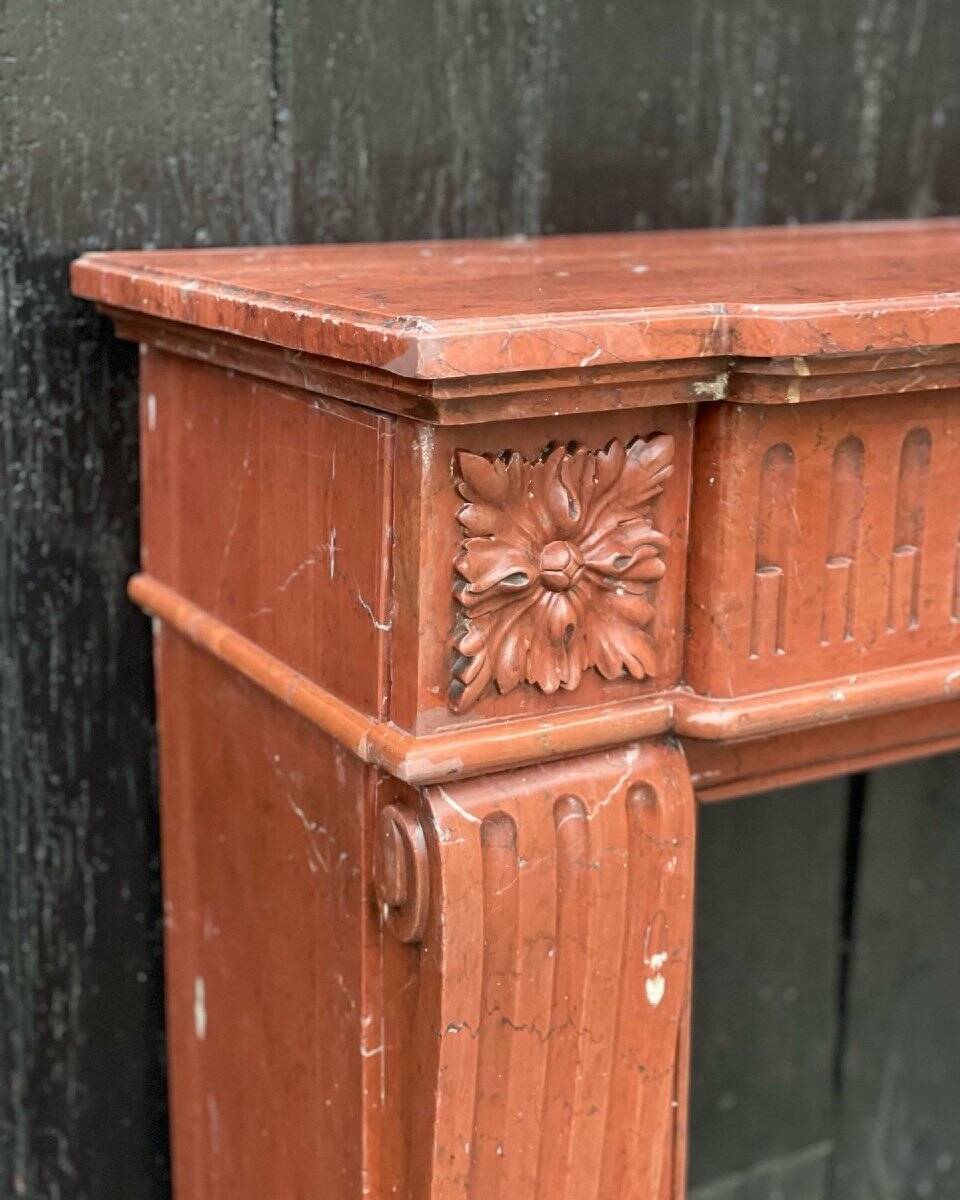 Louis XVI style fireplace in antique red marble, France, circa 1880