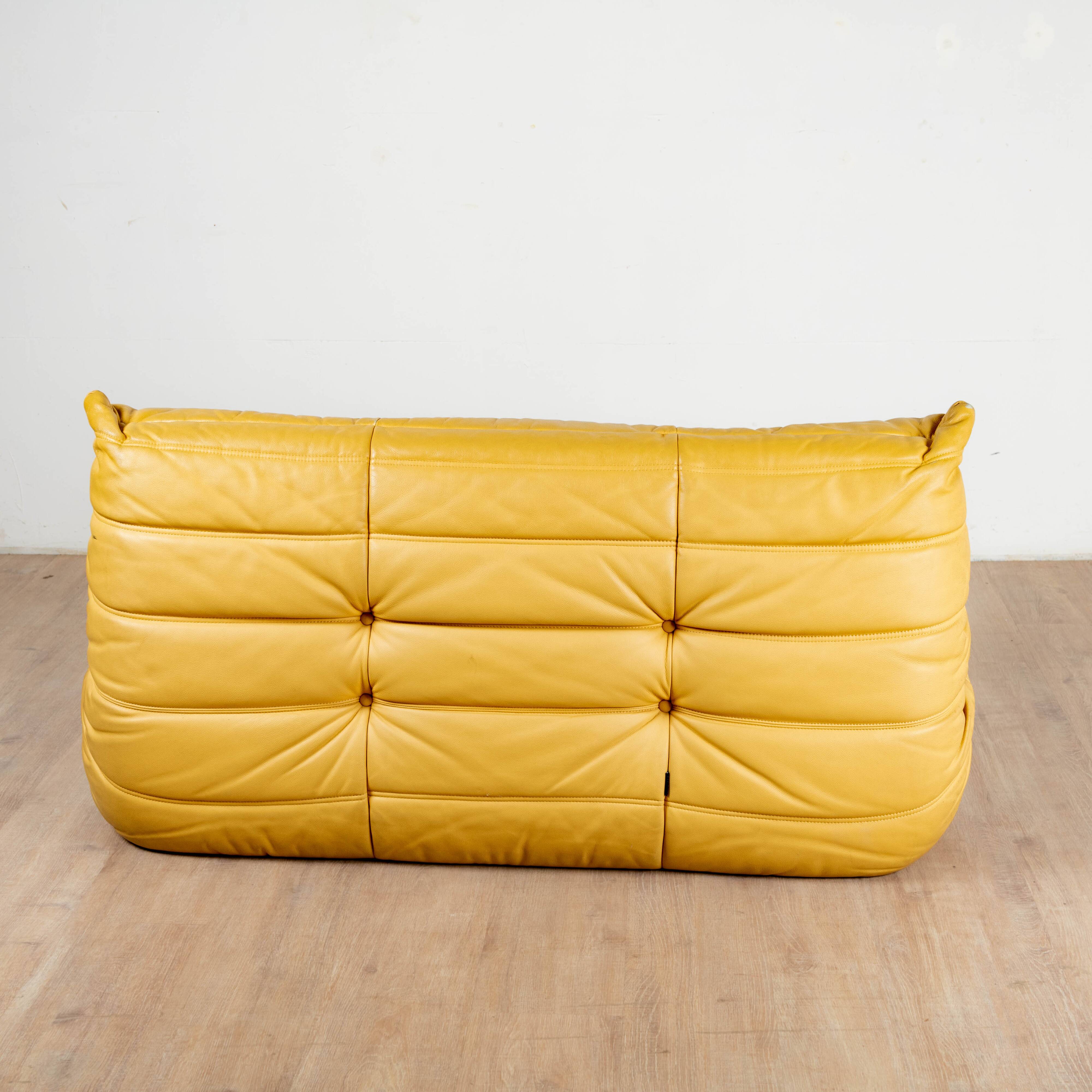 Togo gold leather sofa by Michel Ducaroy for Ligne Roset 1973