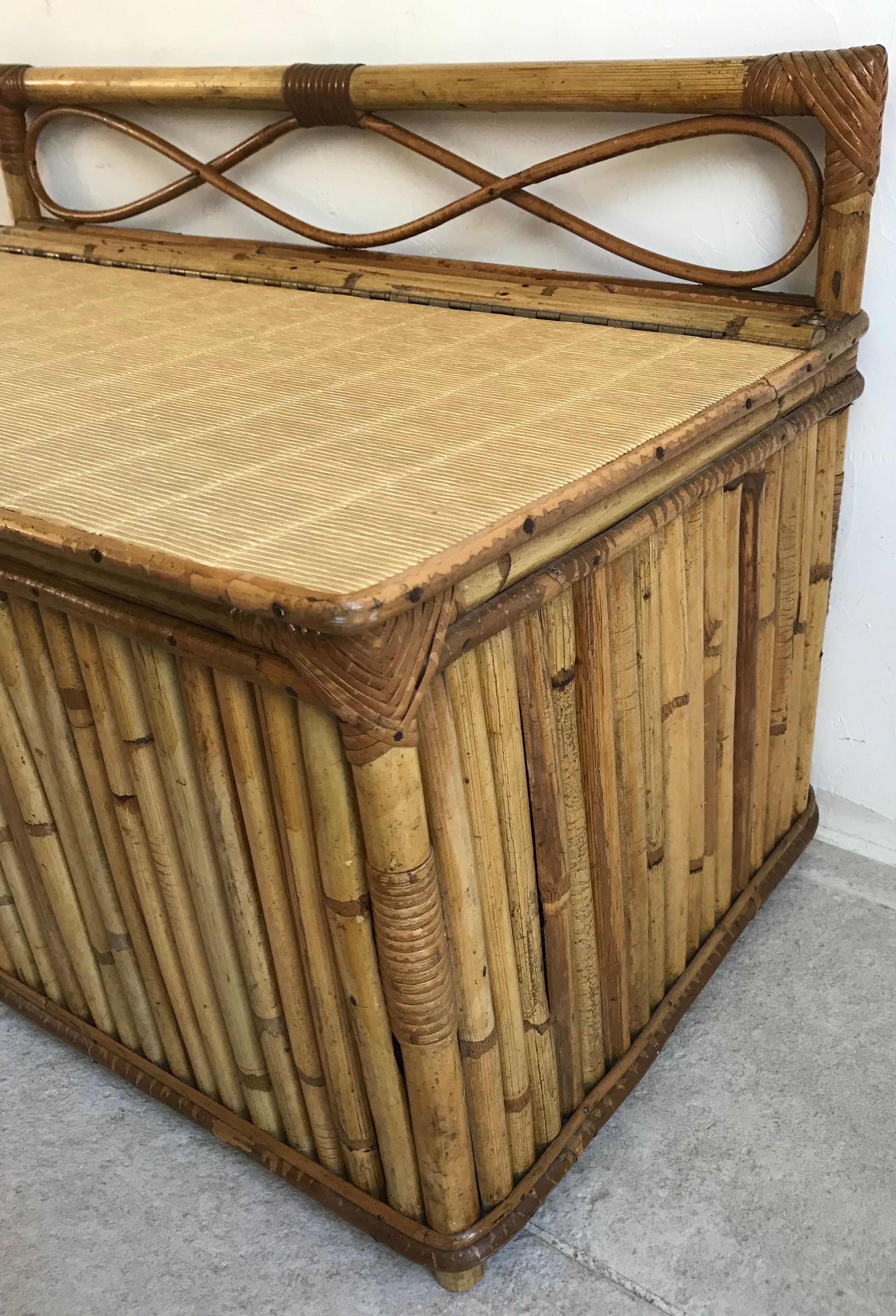 Vintage rattan and bamboo toy chest