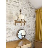 Three-light braided rope pendant light, 1950-1960.