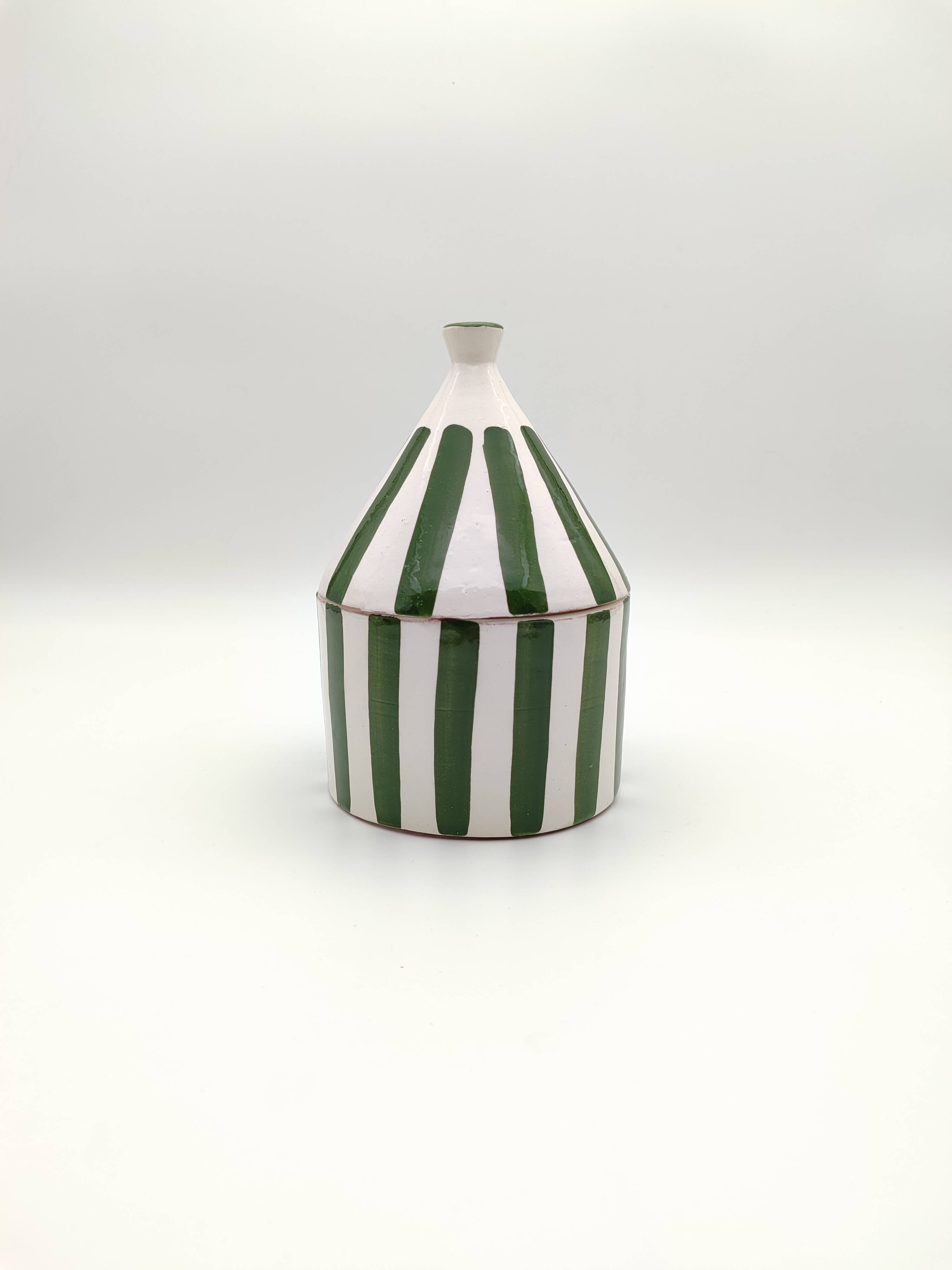 Bohemian style ceramic bowl with lid