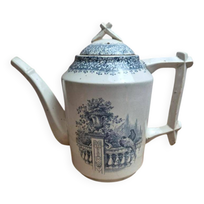 Théière en terre de fer Creil et Montereau Khiva décor bleu, XIXe