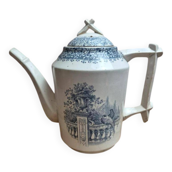 Théière en terre de fer Creil et Montereau Khiva décor bleu, XIXe
