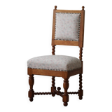 English-style baroque chair with twisted legs in elm, 1920s.