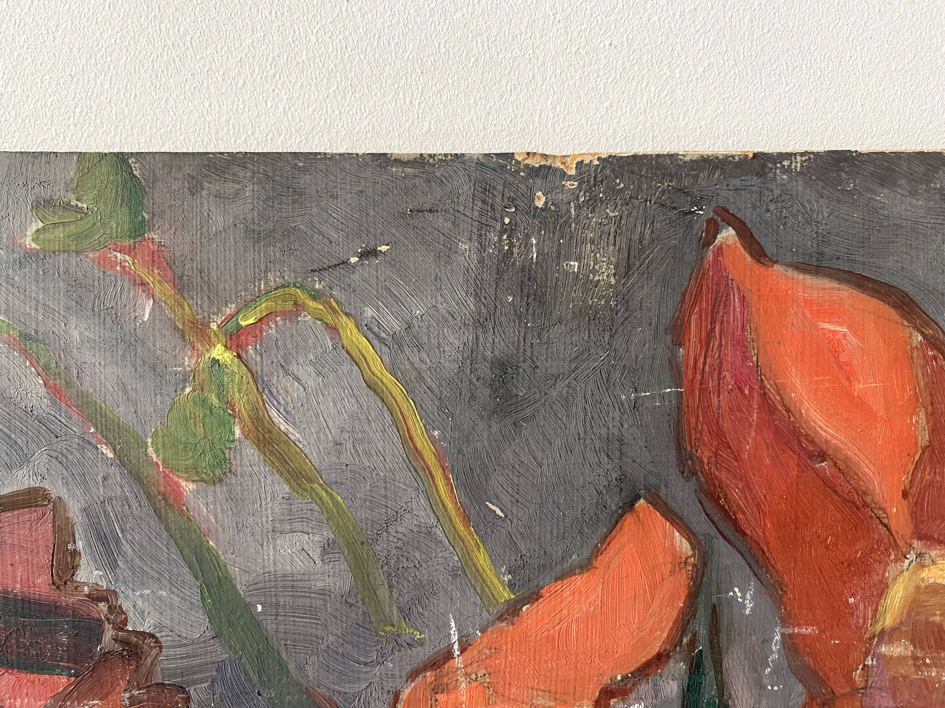 Oil portrait on cardboard of a man 50s