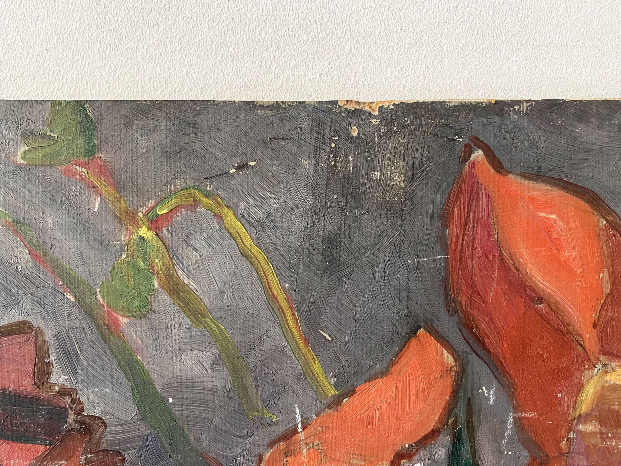 Oil portrait on cardboard of a man 50s