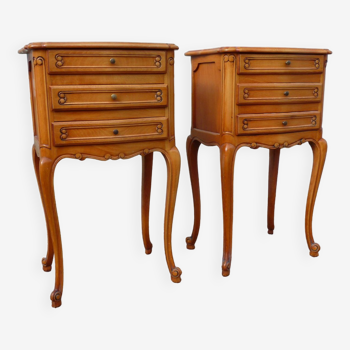 Set of 2 Louis XV Bedside Tables - Cherry