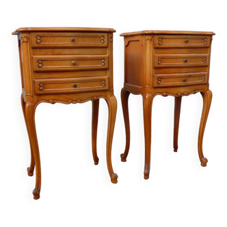 Set of 2 Louis XV Bedside Tables - Cherry