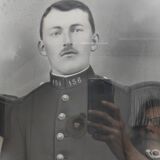 Old military photo soldier in uniform 156th Infantry Regiment WW1